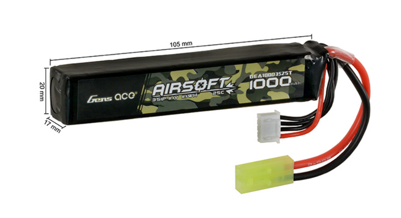 Gens Ace Li-Po Battery Batteria 1000mAh 11.1v 25C Tamiya by Gens Ace