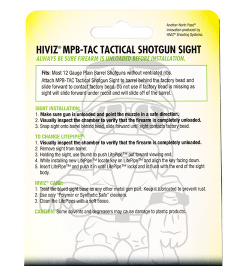 Hi Viz Shotgun MPB-TAC Barrel Snap On Front Sight Tacca di Mira Anteriore per Fucile a Pompa by Hi Viz Shooting Systems