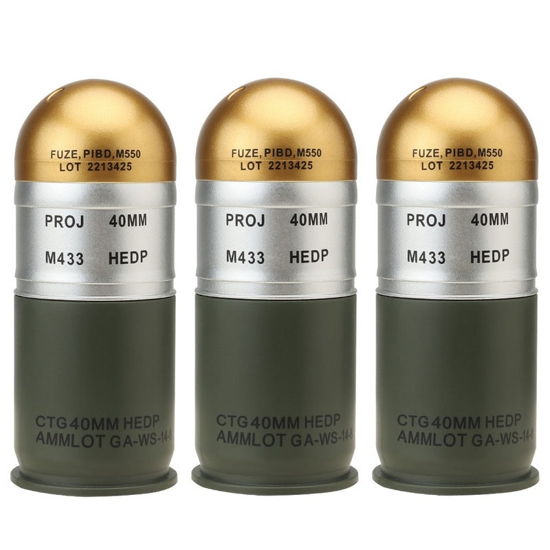 M433 Grenade 40mm. Dummy Kit 3pcs by Wosport Amo-Tech