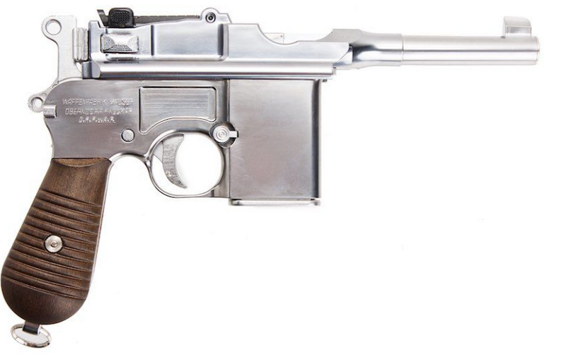 M712 Broomhandle Silver Short Barrell Full Auto Two Magazines GBB by Marushin