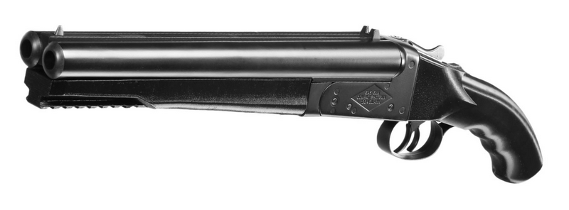 Mad Max Short "Sawed Off" Black Double Barrel Gas Shotgun By HWASAN