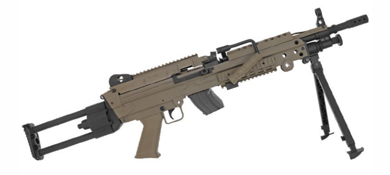 Minimi FN Herstal M249 Para Nylon Fibre Mosfet Electronic Trigger Tan Version by Cybergun