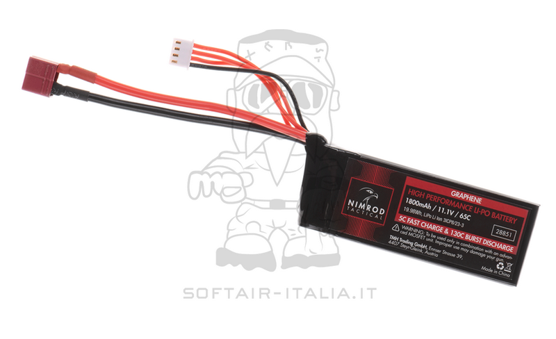 Nimrod Battery Graphene Li-Po 11.1v 1800mAh 65C T-Plug Batteria by Nimrod