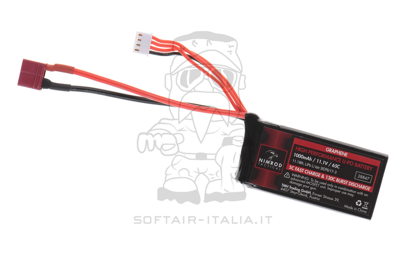 Nimrod Li-Po Deans Battery Batteria Graphene PEQ Type 11.1v 1000mAh 65C by Nimrod