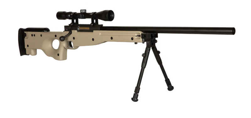 Well Warrior I Tan Sniper Spring Bolt Action Rifle w. Scope 3-9x40 & Bipod by Well