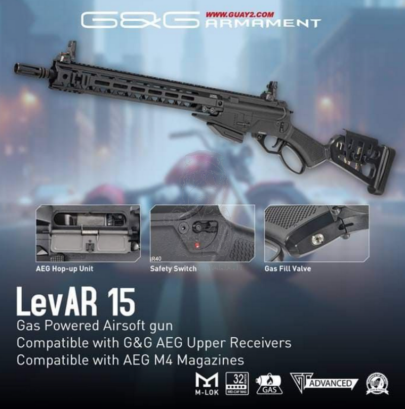 G&G Winchester Type LevAR 15 M-Lok 15Inch Lever Action Gas GBBR by G&G