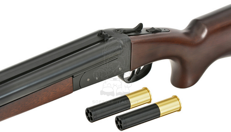 Mad Max Full Size Long Double Barrel  45bb Smoothbore Full Wood & Metal Gas Shotgun by Haw San