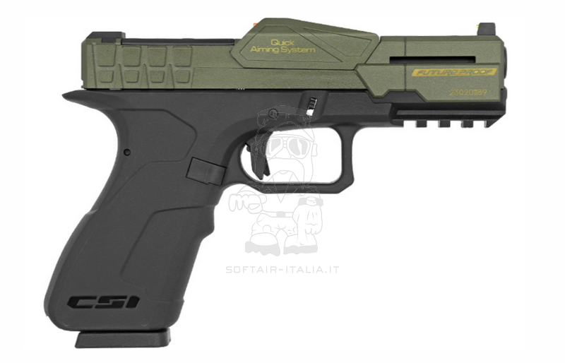 Poseidon XG8 POD CSI Dual Color Green - Black Full Metal GBB Gas Blow Back Airsoft Pistol by Poseidon