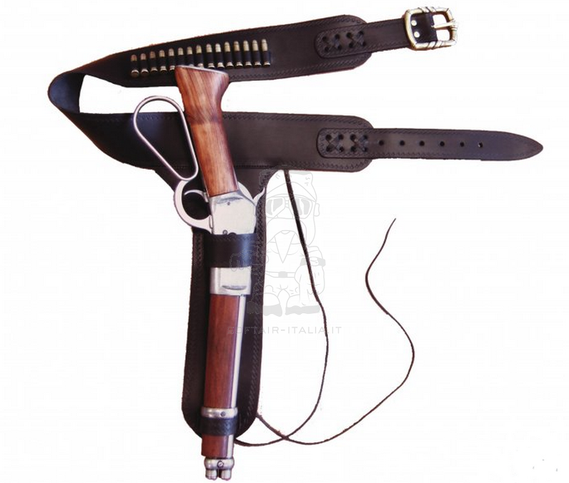 Winchester Mare's Leg Randall Leather Rifle Belt w. Dummy Cartridges Cinturone con Cartucce Dummy by Denix