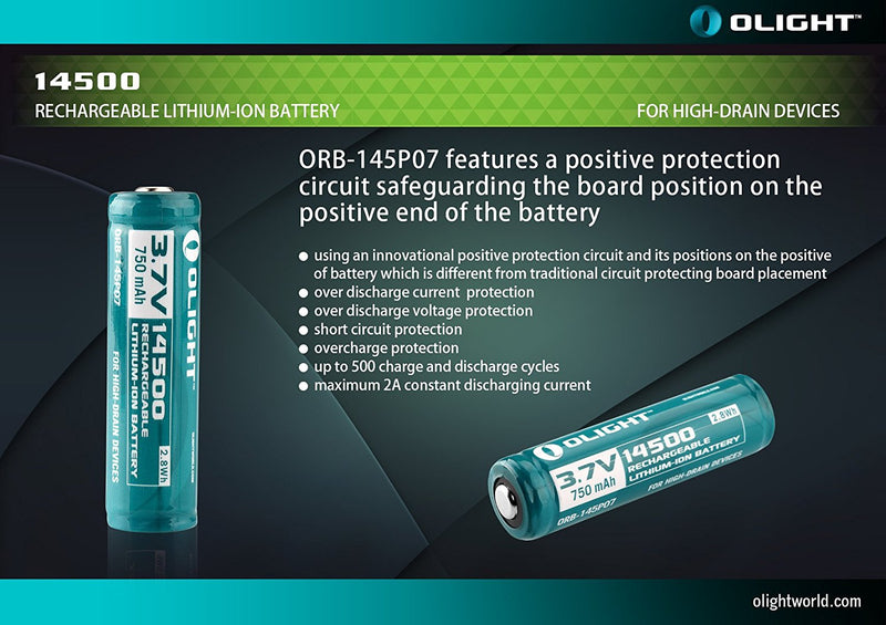 14500 3,7V 750mAh Batteria Ricaricabile by Olight Technology