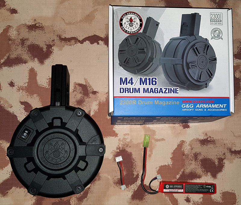 M4 - M16 Auto Drum 2300bb Magazine con Batteria G-08-170 by G&G