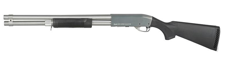 M870 Airsoft Shotgun Chrome - Silver - Black Long Version Spring Power by S&T