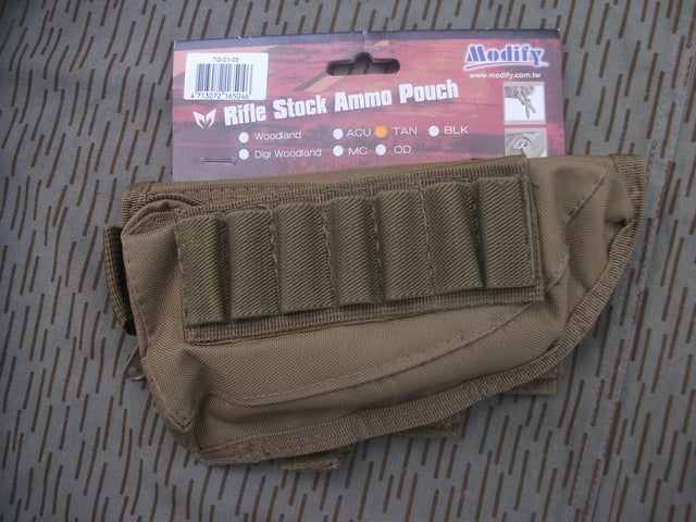 Poggia Guancia Rifle Stock Ammo Pouch Tan by Modify Tech