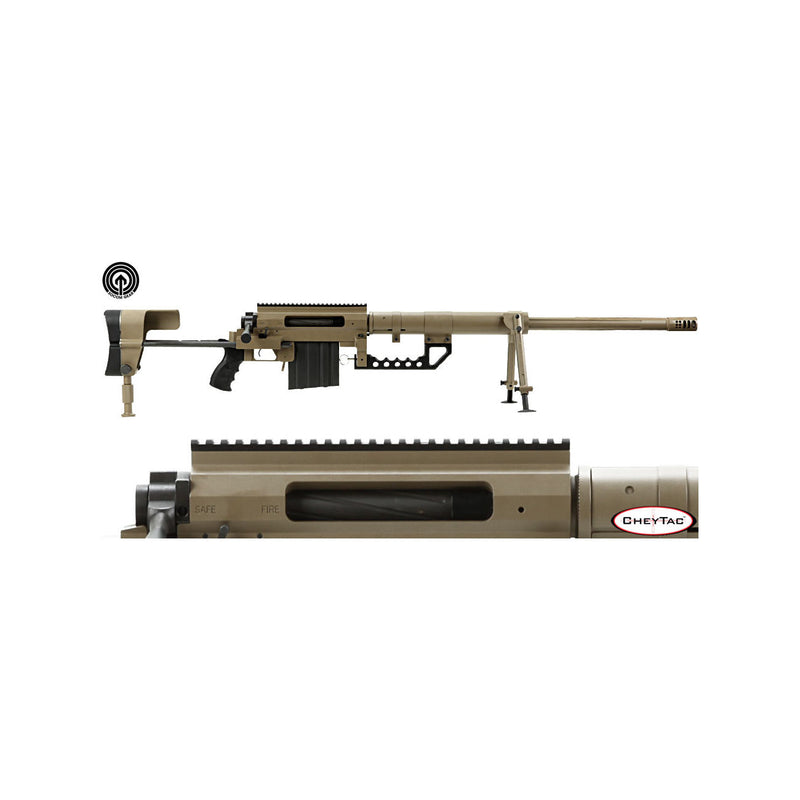 Socom Gear CheyTac M200 Intervention 8mm. Scritte e Loghi Originali Gas Bolt Action Sniper Rifle Tan Cartridge Ejecting System