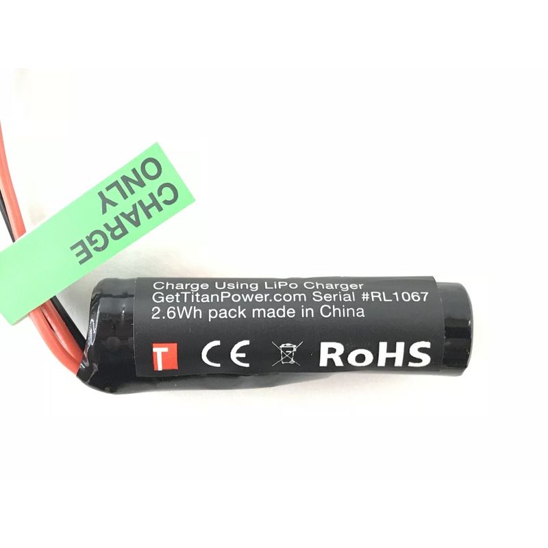 Titan Power Battery Lithium Ion 7,4V 350mAh HPA Style Can be used with Lipo charger Stick JST by Titan Airsoft