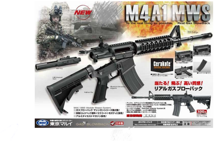 Tokyo Marui M4A1 MWS ZET System Gas Blowback Rifle - Cerakote Coating