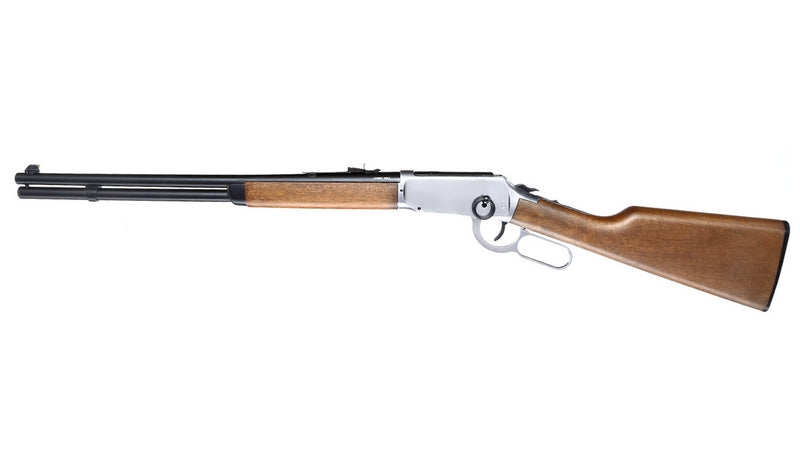 Winchester 1894 "Saddle Gun" Co2 Shell Ejecting Lever in Hand Repeating Chrome - Silver Rifle Full Metal by Umarex