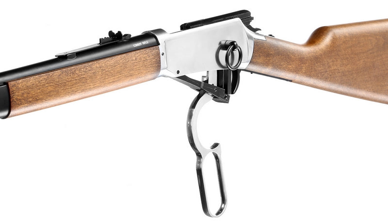 Winchester 1894 "Saddle Gun" Co2 Shell Ejecting Lever in Hand Repeating Chrome - Silver Rifle Full Metal by Umarex