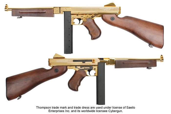 Thompson M1A1 Military Gold Plated Full Wood & Metal Version King Arms