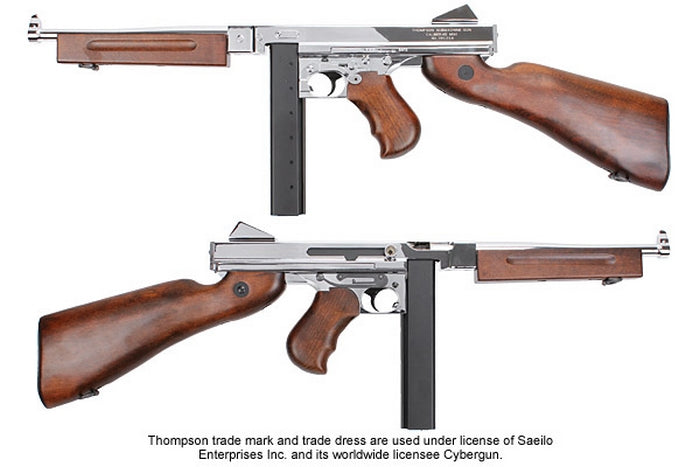 Thompson M1A1 Military Silver Plated Full Wood & Metal Version King Arms